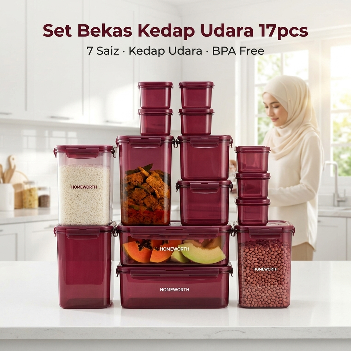 Set Bekas Kedap Udara 17pcs