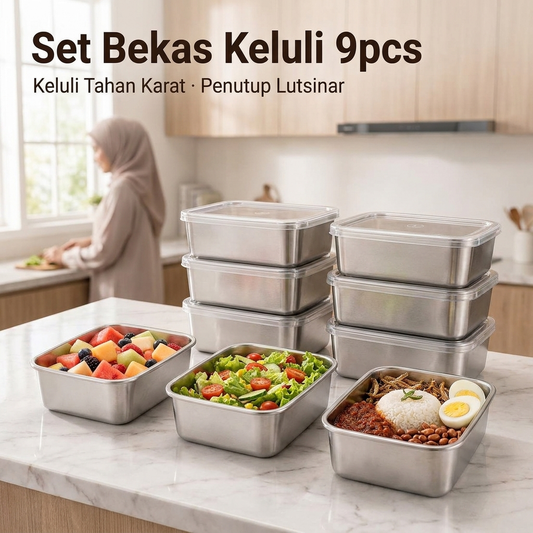 Set Bekas Keluli 9pcs