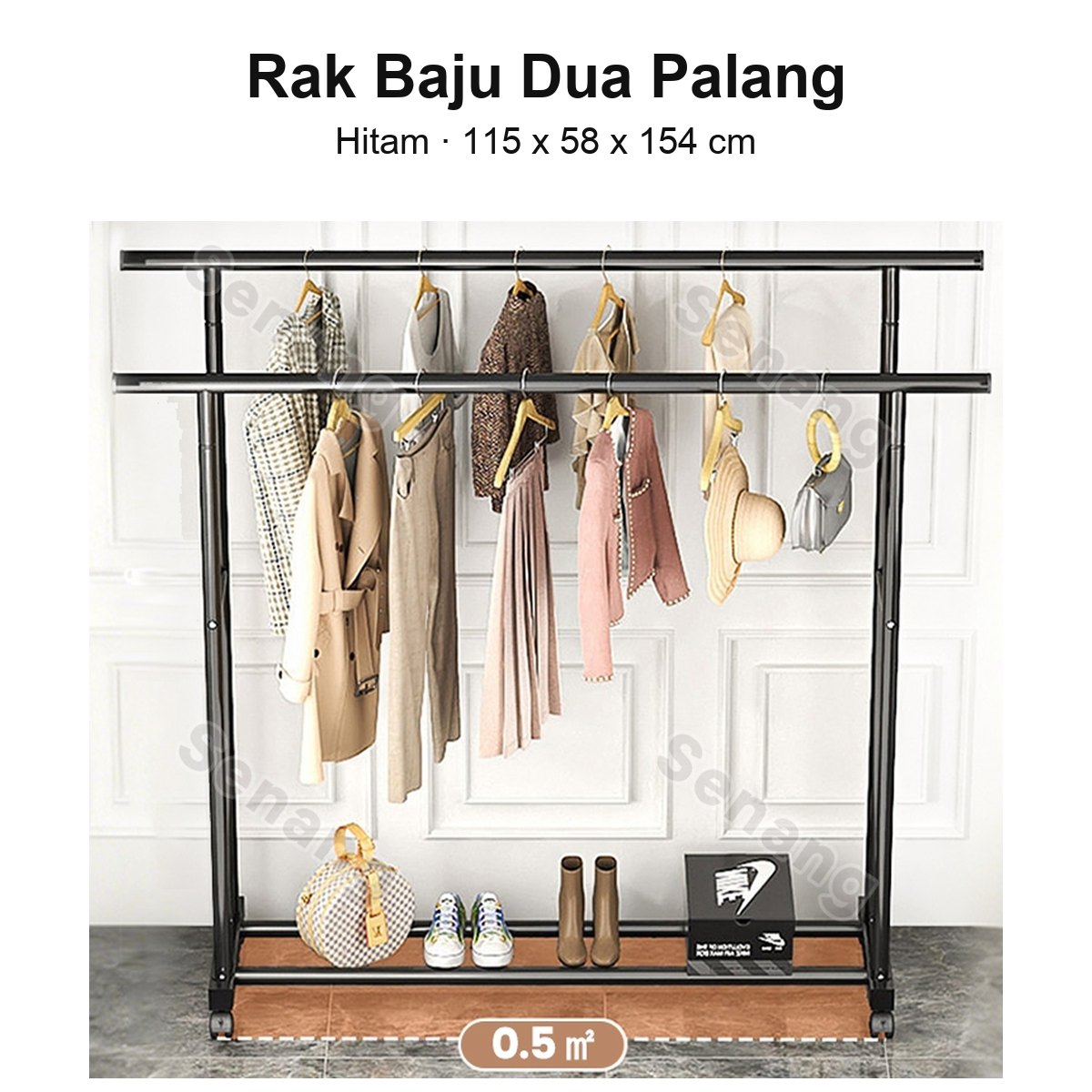 Rak baju dua palang hitam