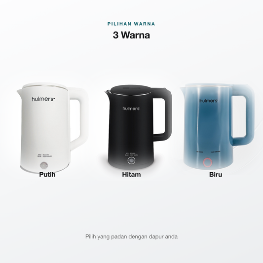 Cerek Hulmers 2.2L tiga warna putih hitam biru