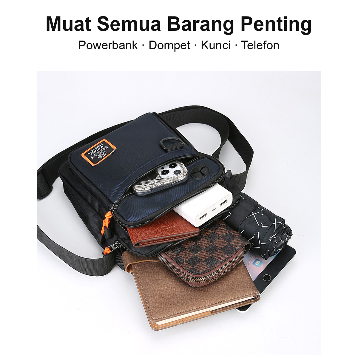Muat powerbank dompet kunci telefon