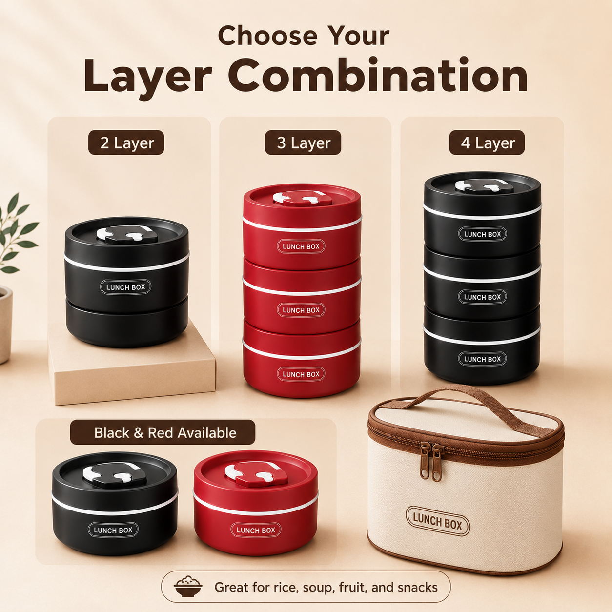 Lunch Box Stainless Steel + Free Bag