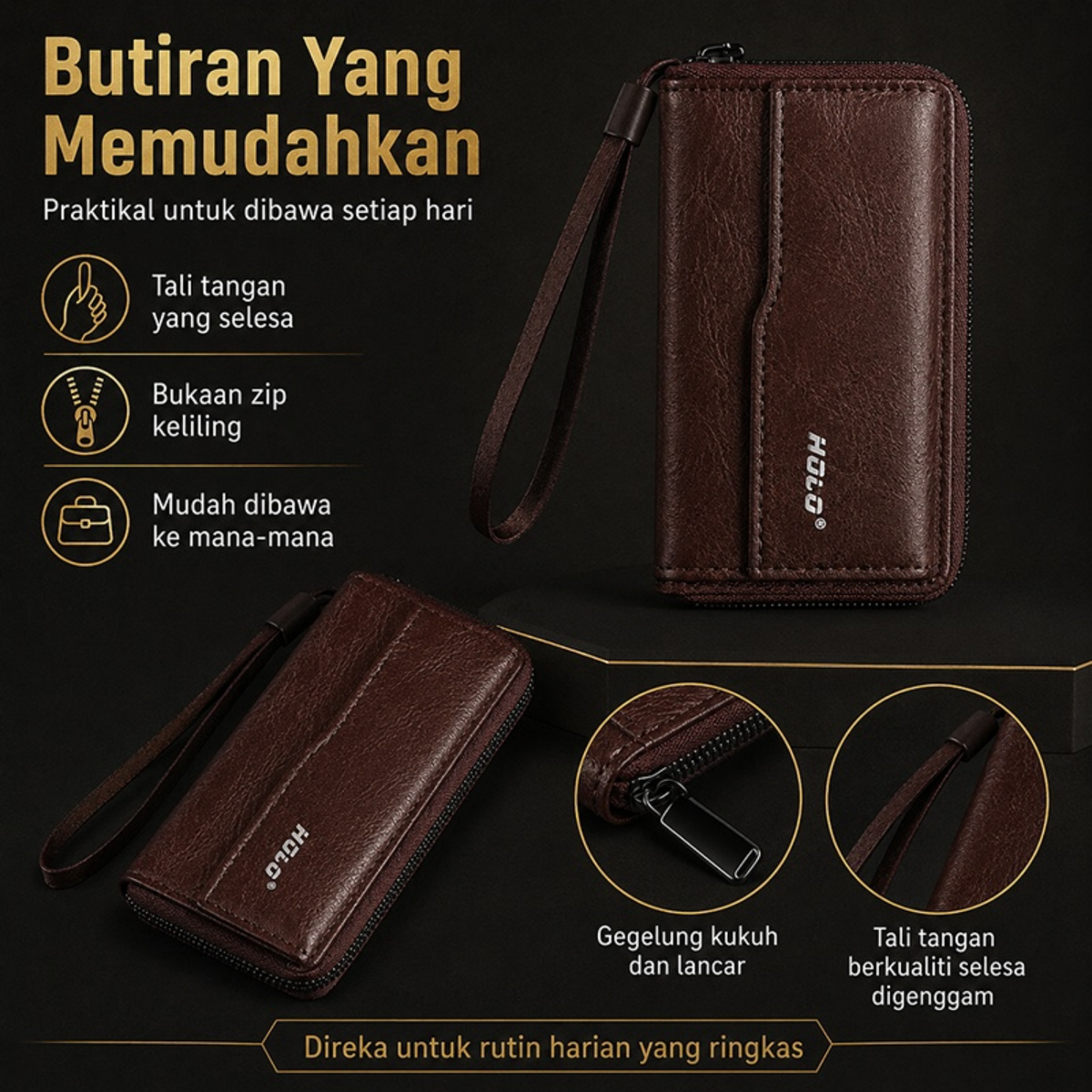 Butiran zip keliling tali tangan