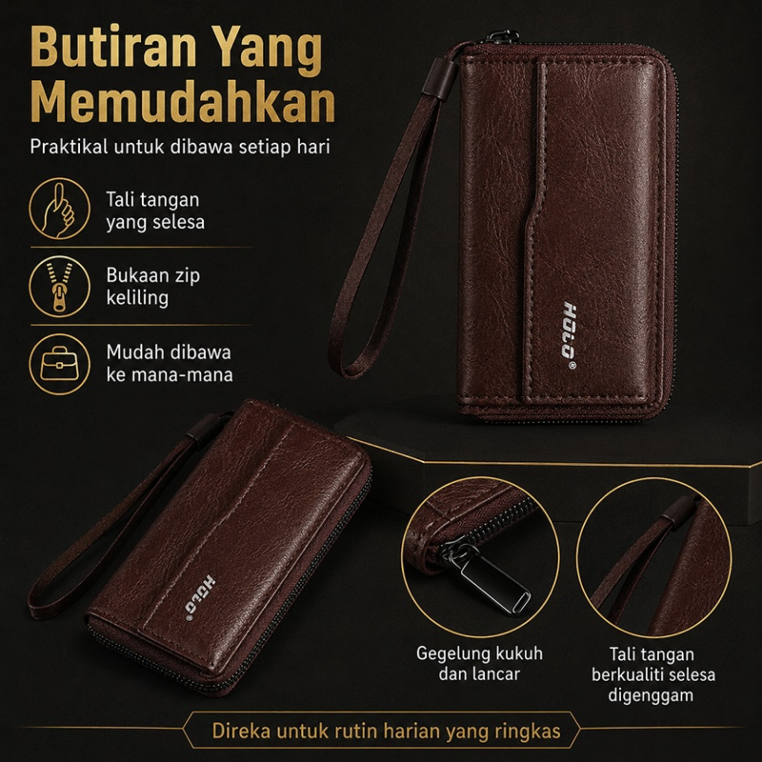 Butiran zip keliling tali tangan
