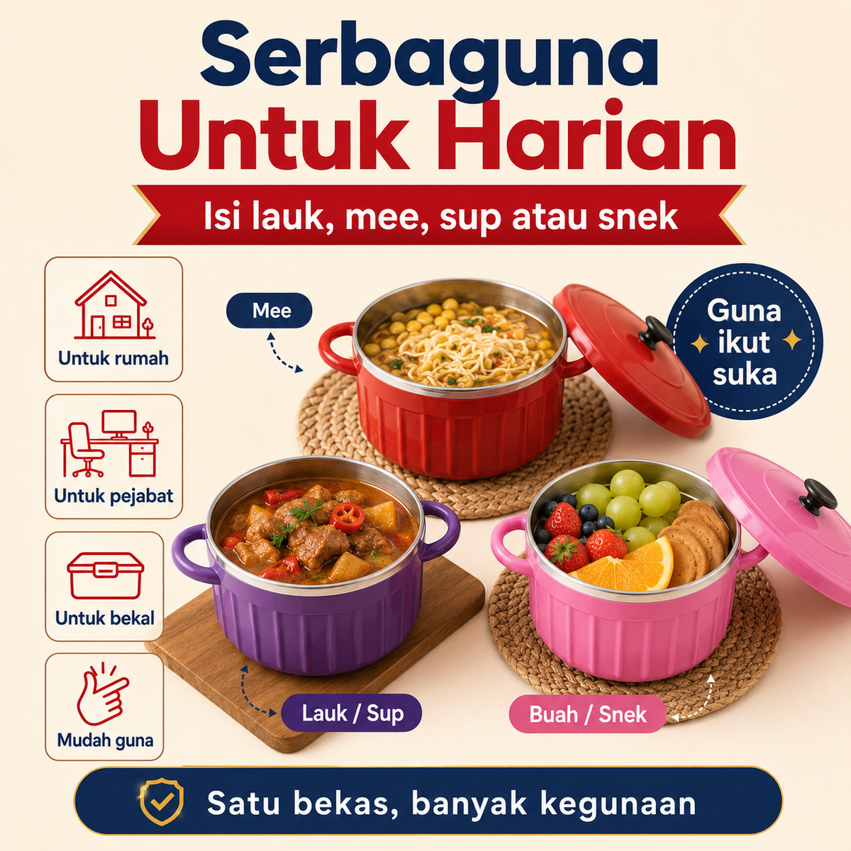 Bekas Makan (4 pcs Set) (Premium)