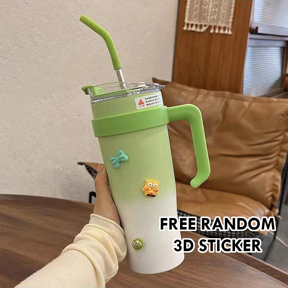 SUS 304 Tumbler Dengan Pemegang (FREE Straw + Sticker Comel)