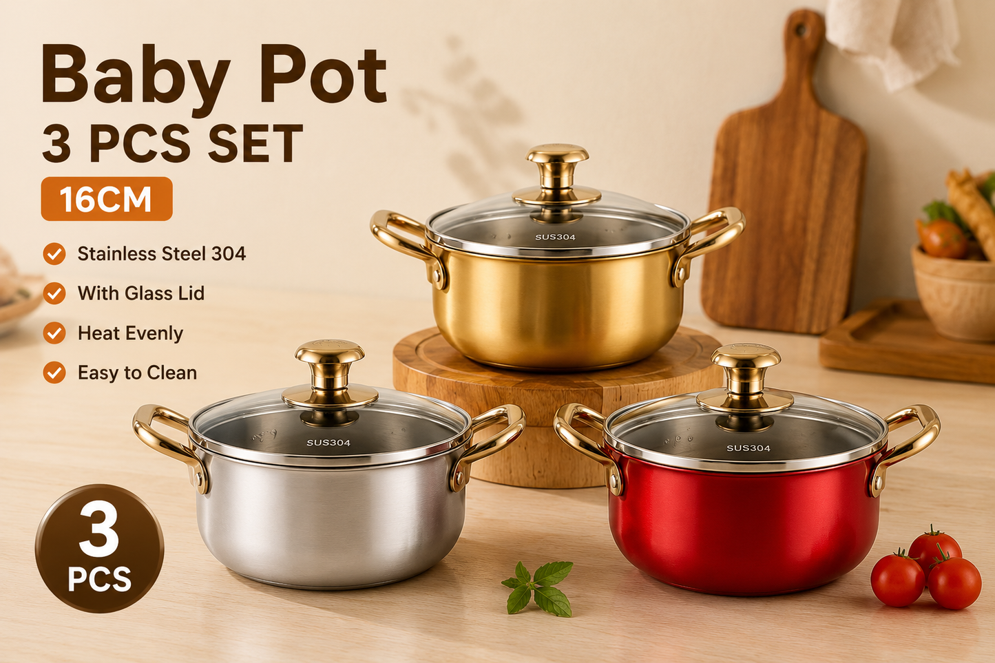 Baby Pot (3 pcs Set)