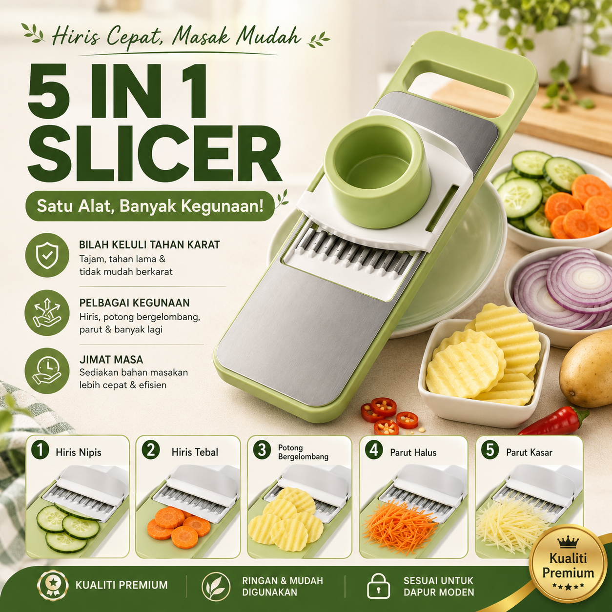 Pemotong Sayur 5 in 1