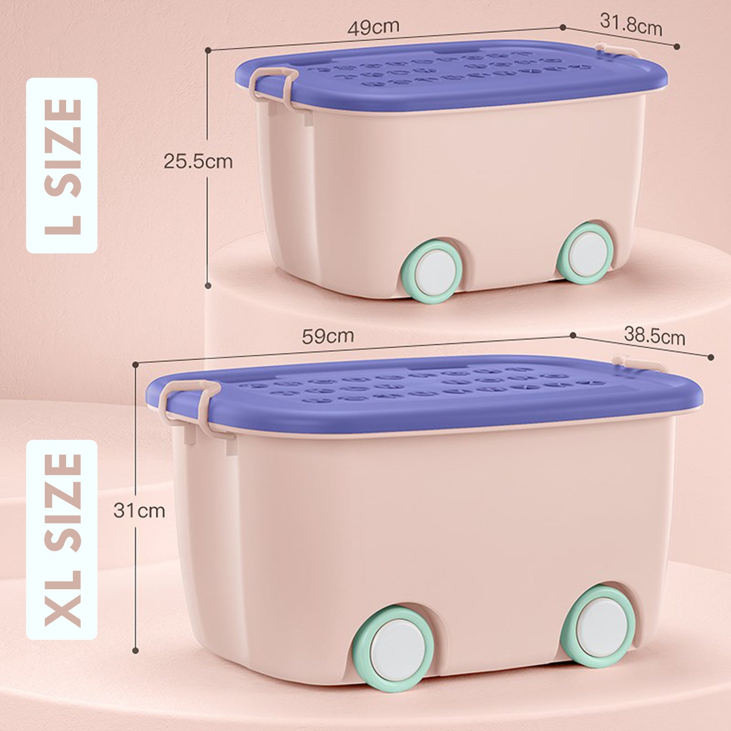 Kotak Simpan Mainan Beroda (Sangat Besar XL) 40% Promosi