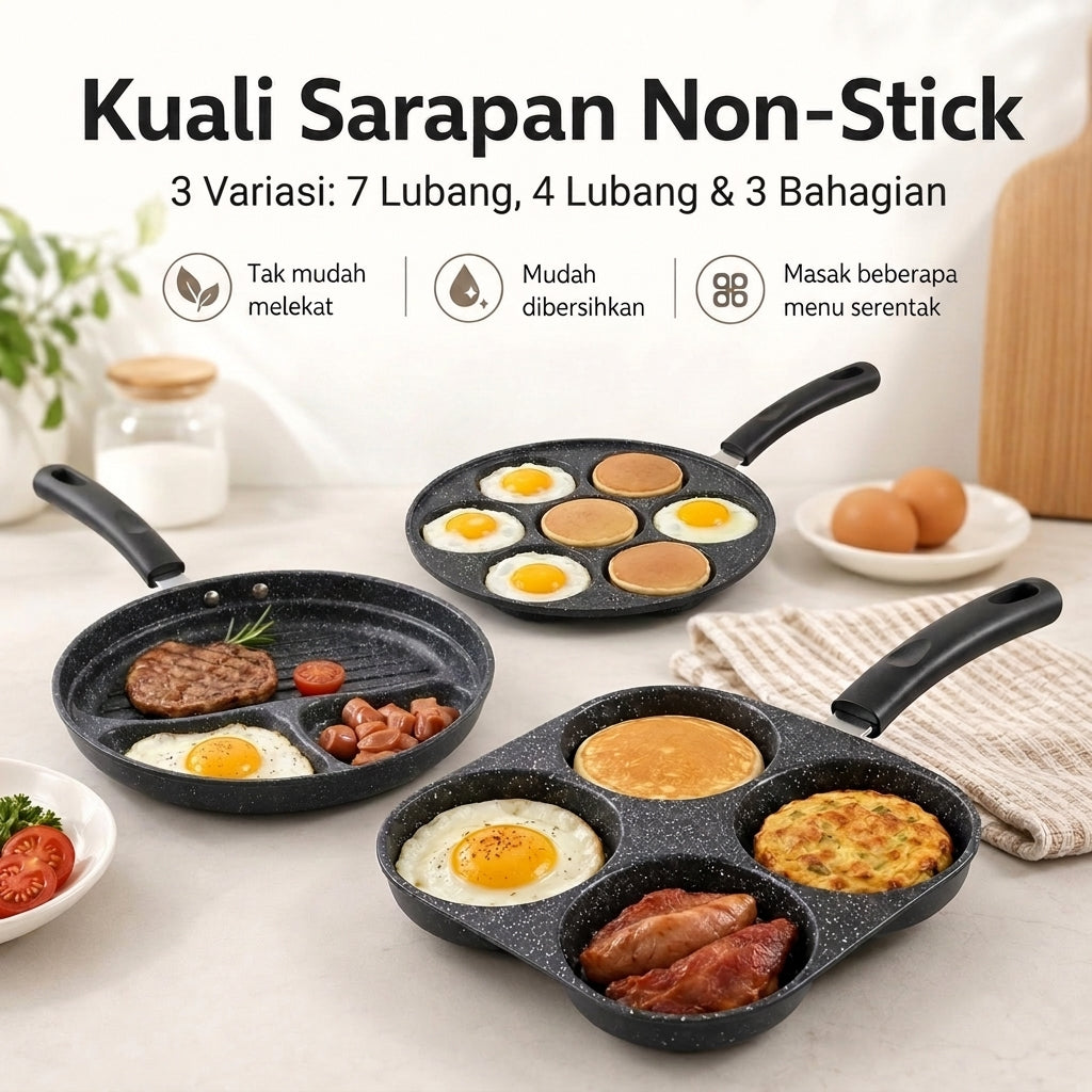 Kuali Sarapan Non-Stick 3 Variasi