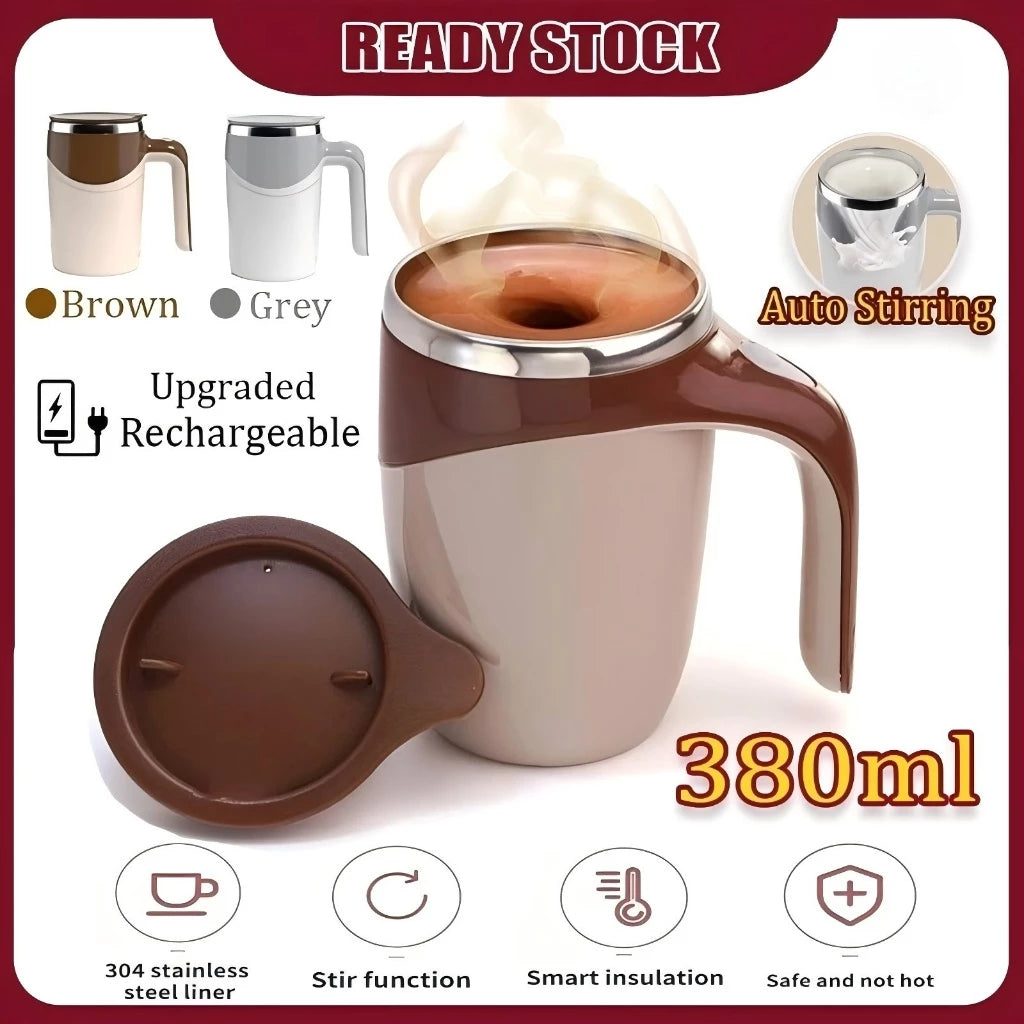 Self stirring mug 380ml USB rechargeable ready stock