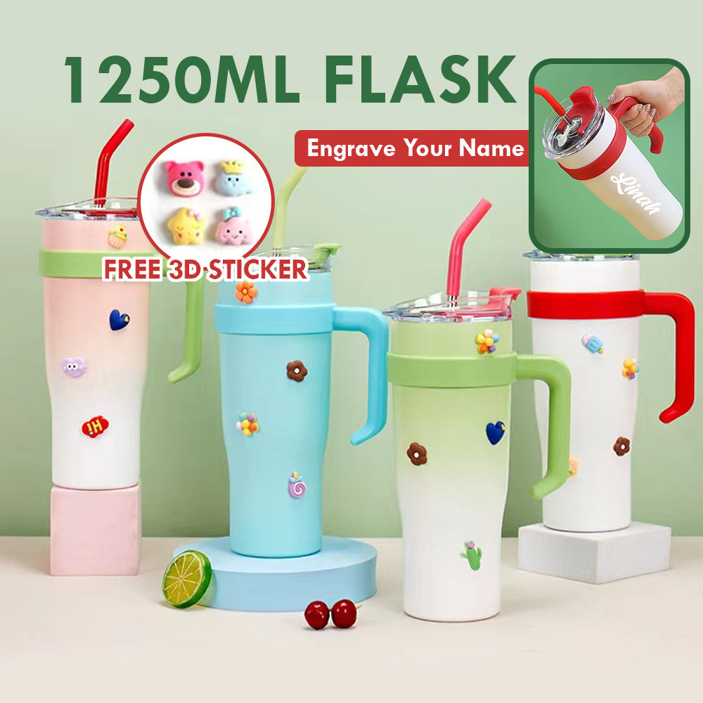 SUS 304 Tumbler Dengan Pemegang (FREE Straw + Sticker Comel)